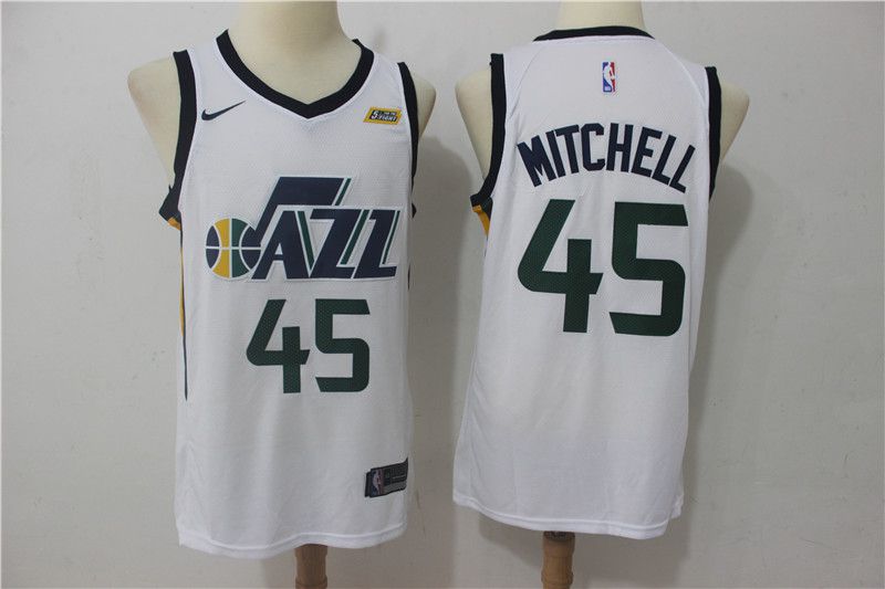 Men Utah Jazz #45 Mitchell White Nike NBA Jerseys->->NBA Jersey
